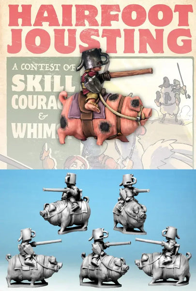 Hairfoot Jousting: Hairfoot Jouster riding a Pig.