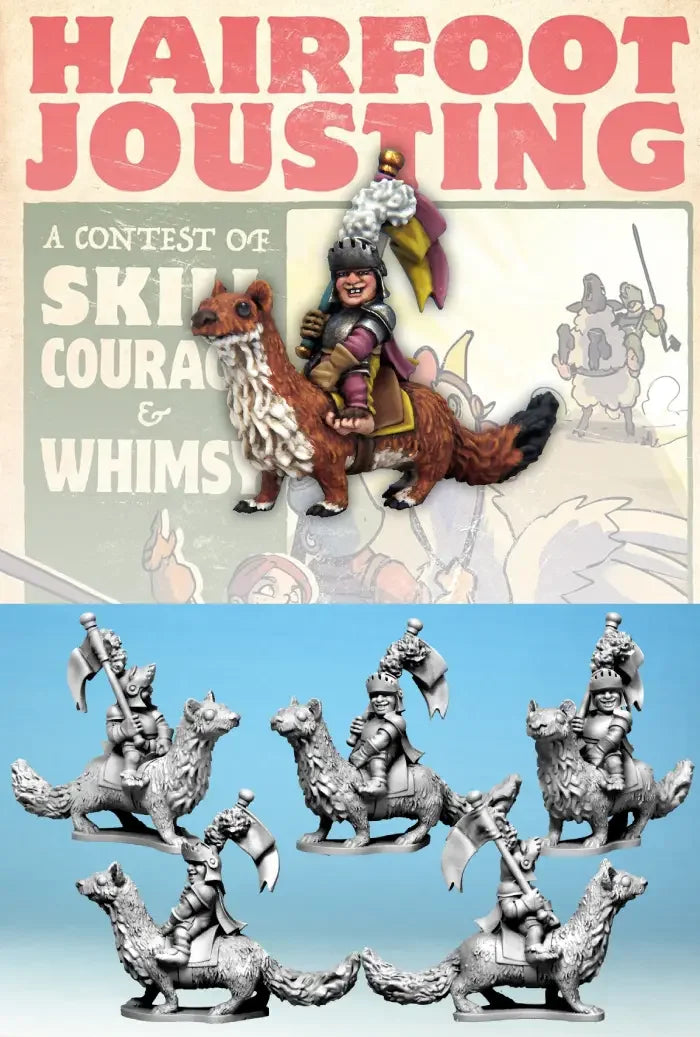 Hairfoot Jousting: Hairfoot Jouster riding a Giant Weasel.