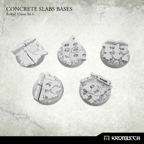 KROMLECH Concrete Slabs Round 32mm Set 6 (5) - Gap Games