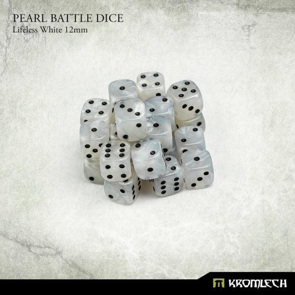 KROMLECH Pearl Battle Dice 25x Lifeless White 12mm - Gap Games