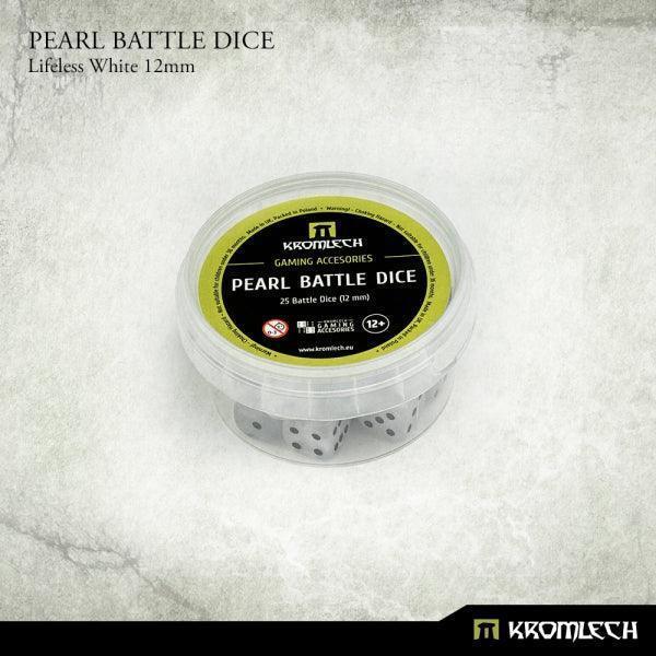 KROMLECH Pearl Battle Dice 25x Lifeless White 12mm - Gap Games