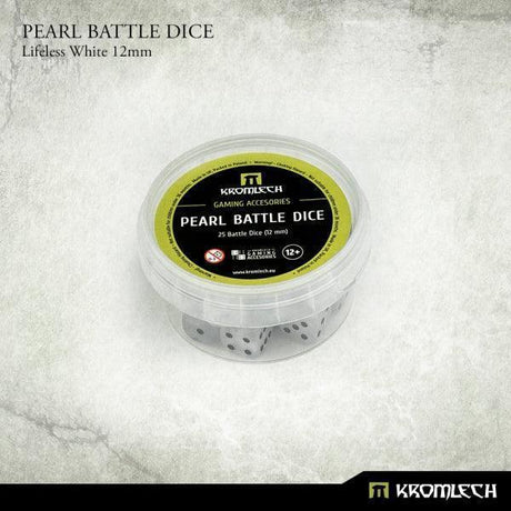 KROMLECH Pearl Battle Dice 25x Lifeless White 12mm - Gap Games