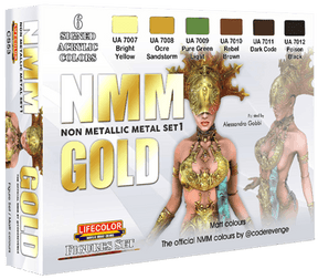 LifeColor Non Metallic Metal Paint Set 1 GOLD (22ml x 6) - Gap Games
