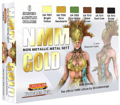 LifeColor Non Metallic Metal Paint Set 1 GOLD (22ml x 6) - Gap Games