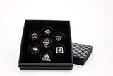 LPG Dice Set - Metal RPG Serif Black/Brass - Gap Games