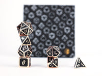 LPG Dice Set - Metal RPG Serif Black/Brass - Gap Games