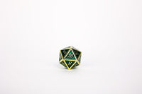 LPG Dice Set - Metal RPG Serif Green/Gold - Gap Games