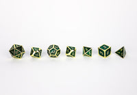 LPG Dice Set - Metal RPG Serif Green/Gold - Gap Games