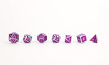 LPG Dice Set - Metal RPG Serif Purple/Silver - Gap Games