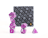 LPG Dice Set - Metal RPG Serif Purple/Silver - Gap Games