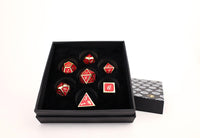 LPG Dice Set - Metal RPG Serif Red/Gold - Gap Games