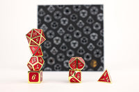 LPG Dice Set - Metal RPG Serif Red/Gold - Gap Games