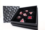 LPG Dice Set - Metal RPG Serif Red/Silver - Gap Games