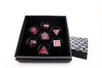 LPG Dice Set - Metal RPG Serif Red/Silver - Gap Games