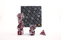 LPG Dice Set - Metal RPG Serif Red/Silver - Gap Games