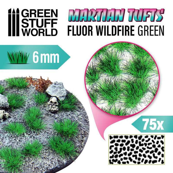 GREEN STUFF WORLD Martian Fluor Tufts - FLUOR WILDFIRE GREEN