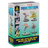 Marvel Crisis Protocol Miniatures Game Mighty Thor, Lady Sif, Classic Thor, & Classic Loki - Gap Games