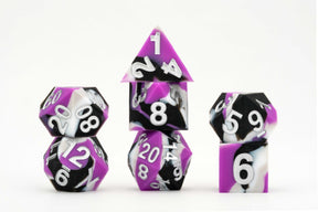 MDG 16mm Pride Sharp Edge Silicone Rubber Poly Dice Set: Asexual - Pre-Order - Gap Games