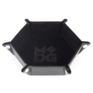 MDG Fold Up Velvet Dice Tray Hexagon: Black (Premium Packaging) - Gap Games