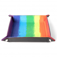 MDG Fold Up Velvet Dice Tray w/ PU Leather Backing: Watercolor Rainbow - Gap Games