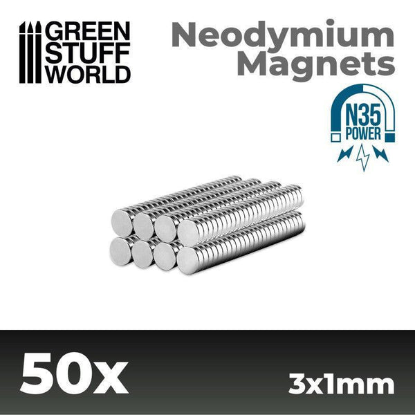 Neodymium Magnets 3 x 1mm - SET x50 (N35) - Gap Games