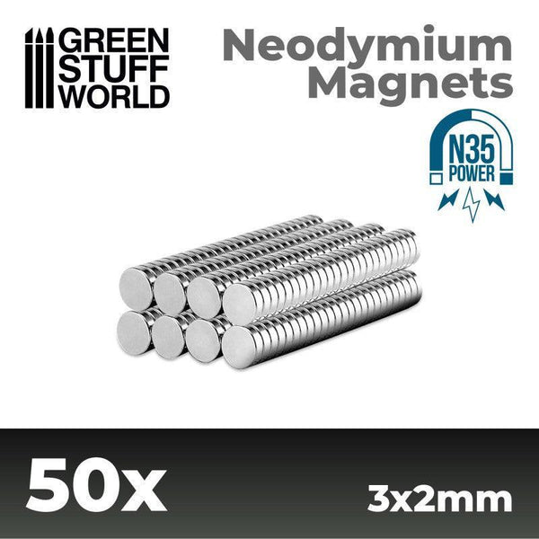 Neodymium Magnets 3 x 2mm - SET x50 (N35) - Gap Games