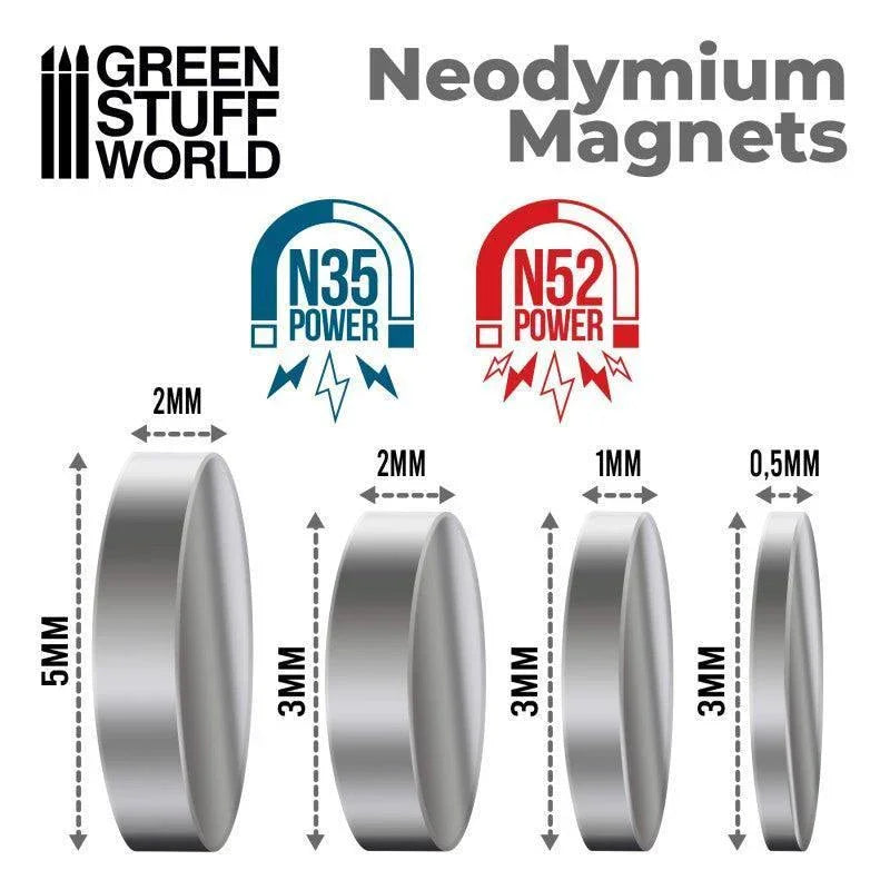 Neodymium Magnets 3 x 2mm - SET x50 (N35) - Gap Games