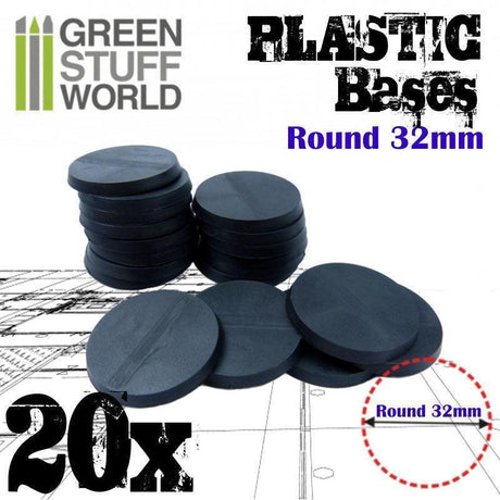 Plastic Bases - Round 32mm Black - Gap Games