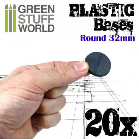 Plastic Bases - Round 32mm Black - Gap Games