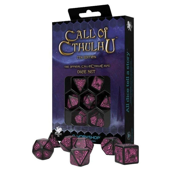 Q Workshop Call Of Cthulhu Black And Magenta Dice Set 7 - Gap Games