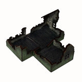 Battlefield Accessories: Ruined Village House 1 Green Render - 28mm (TTR)