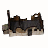 Battlefield Accessories: Ruined Village House 2 White Render - 28mm (TTR)