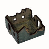 Battlefield Accessories: Ruined Village House 3 Green Render - 28mm (TTR)