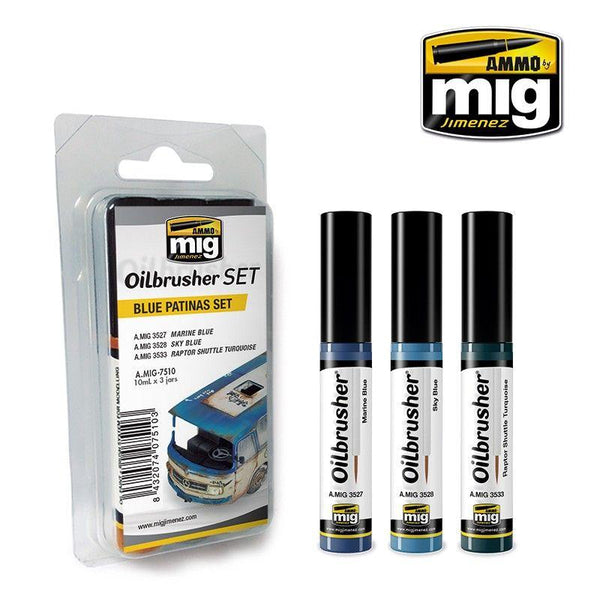 SALE Ammo by MIG Oilbrushers Blue Patinas Set - Gap Games