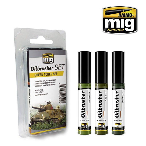 SALE Ammo by MIG Oilbrushers Green Tones Set - Gap Games