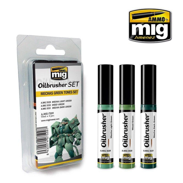 SALE Ammo by MIG Oilbrushers Mechas Green Tones Set - Gap Games
