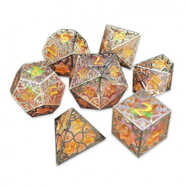 SALE Sharp 7 Dice Set - Gilded Tesseract: Orange - Gap Games