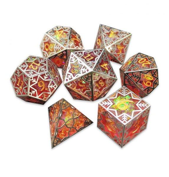 SALE Sharp 7 Dice Set - Gilded Tesseract: Red - Gap Games