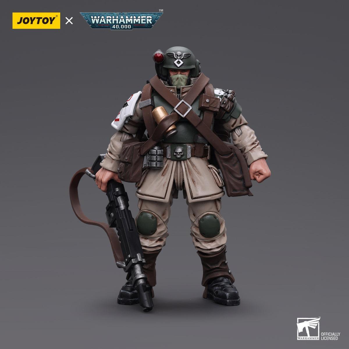 Warhammer Collectibles: 1/18 Scale Astra Militarum Cadian Command Squad Veteran with Medi-pack - Pre-Order - Gap Games