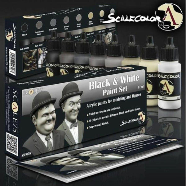Scale 75 Scalecolor Black and White Paint Set - Gap Games