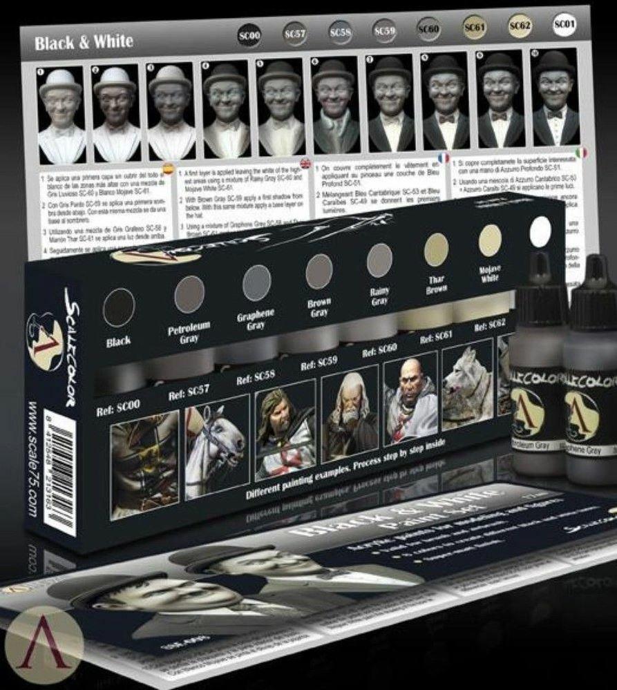 Scale 75 Scalecolor Black and White Paint Set - Gap Games