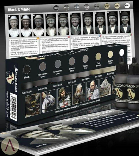 Scale 75 Scalecolor Black and White Paint Set - Gap Games