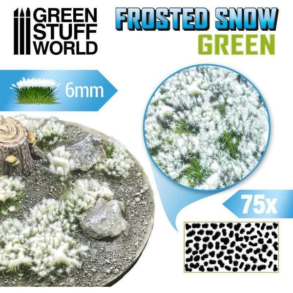 GREEN STUFF WORLD Shrubs TUFTS - 6mm FROSTED SNOW - GREEN