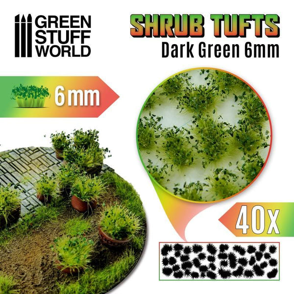 Shrubs TUFTS - 6mm self-adhesive - DARK GREEN - Gap Games