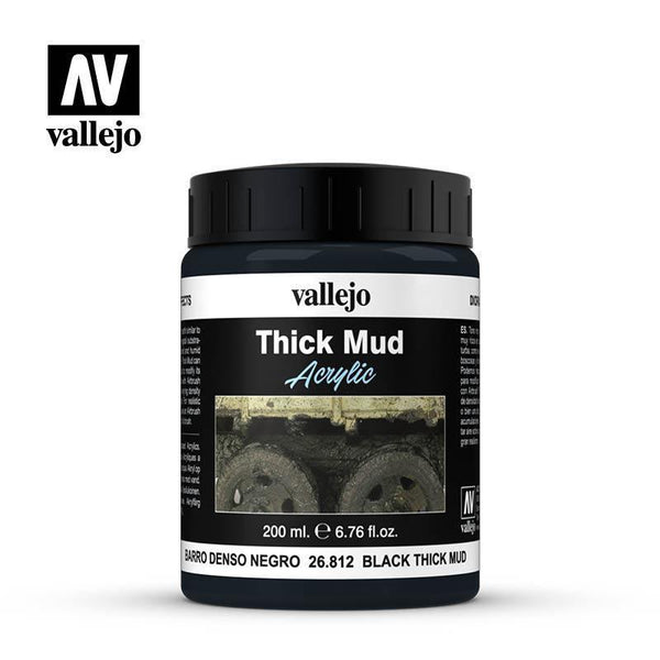 Vallejo 26812 Diorama Effects - Black Thick Mud 200ml - Gap Games