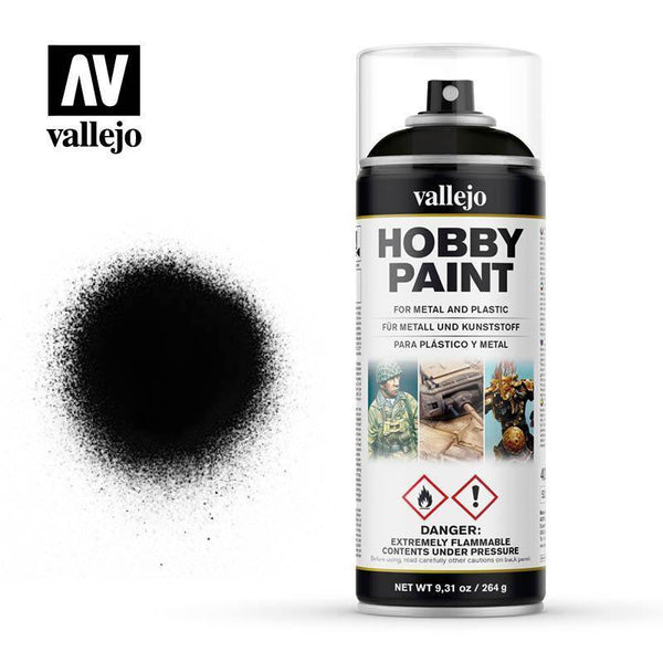 Vallejo 28012 Aerosol Black Primer 400ml Hobby Spray Paint - Pick-Up Instore Only - Gap Games