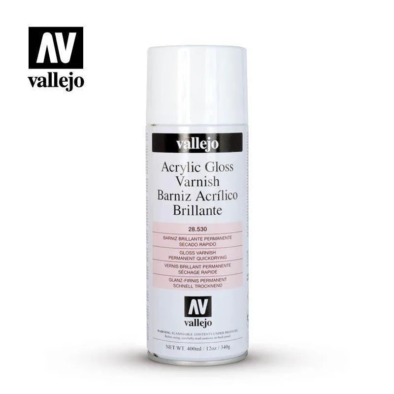 Vallejo 28530 Aerosol Gloss Varnish 400ml Hobby Spray Paint - PICKUP INSTORE ONLY - Gap Games
