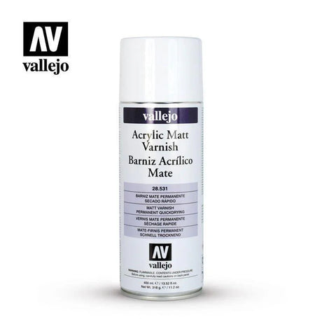 Vallejo 28531 Aerosol Matt Varnish 400ml Hobby Spray Paint PICKUP INSTORE ONLY - Gap Games