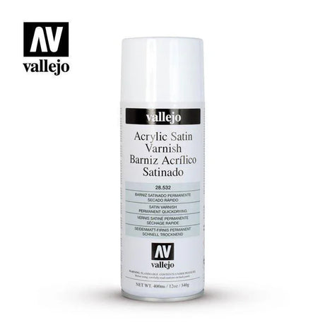 Vallejo 28532 Aerosol Satin Varnish 400ml Hobby Spray Paint - PICKUP INSTORE ONLY - Gap Games