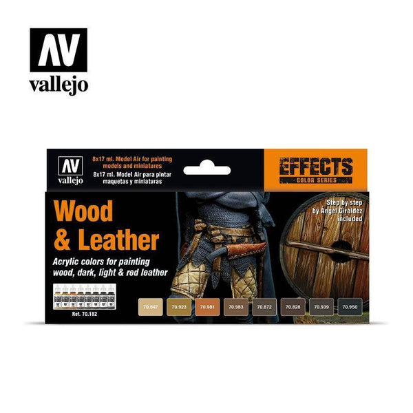 Vallejo 70182 Model Color/Air Wood & Leather Acrylic Paint Set - Gap Games